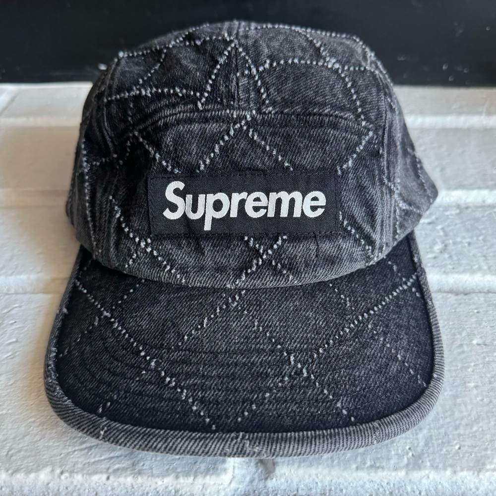 Supreme punched denim camp cap ‘black’